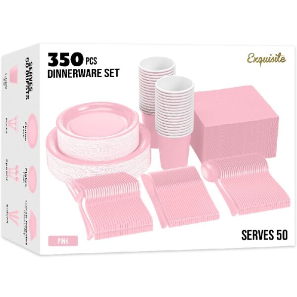 Exquisite 350 Piece Easter Plastic Disposable Party Plates & Dinnerware Combo Set
