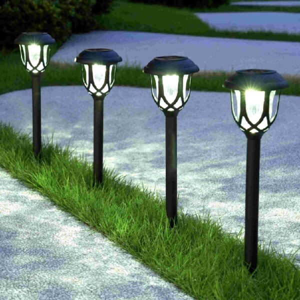 10 Pack Solar Lights Outdoor Decorative, Solar Pathway Lights Outdoor, Solar Powered Garden Yard Lights for Walkway Sidewalk Driveway. (Brown, Cool White)