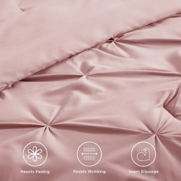 Dorm Bedding Twin Comforter Set - 5 Pieces Pintuck Bed in A Bag with Comforters, Sheets, Pillowcases & Shams