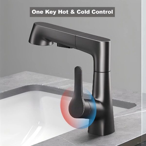 Faucet, Pull-Out, Spray Pattern, Lift, for Kitchen and Bathroom,Gray