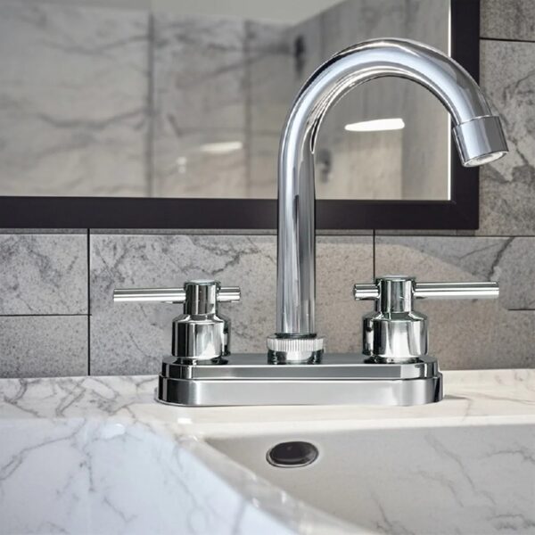 Bathroom Faucet 4inch 2 Handles Centerset Suit for 2 or 3 Mounting Holes, Lavatory Hot and Cold Mixer Tap, Mattle Black
