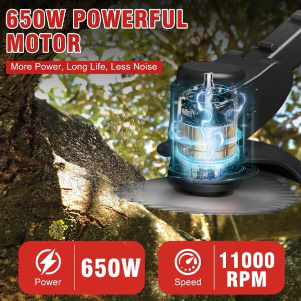 24V Black Electric Weed Eater Lawn Edger Cordless Grass String Trimmer Cutter + 2 Batteries & 3 Types Blades