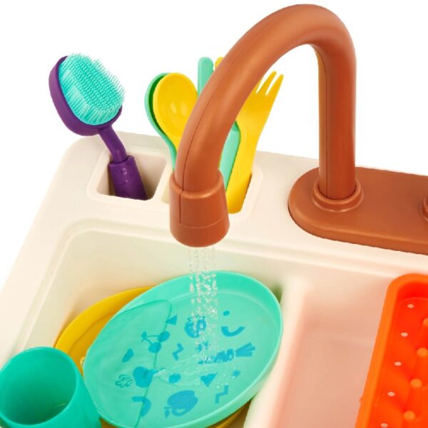 Splash & Sparkle Sink Plastic Real Faucet and Magic Dishes, Toddler and Preschool Toys