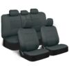 PolyPro Car Seat Covers Full Set in Charcoal on Black – Front and Rear Split Bench for Cars, Easy to Install Cover Set, Accessories Auto Trucks Van SUV