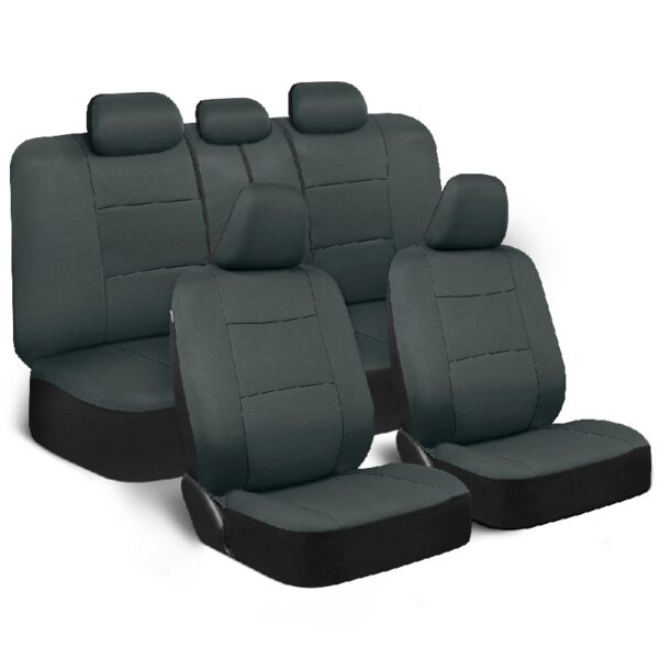 PolyPro Car Seat Covers Full Set in Charcoal on Black – Front and Rear Split Bench for Cars, Easy to Install Cover Set, Accessories Auto Trucks Van SUV