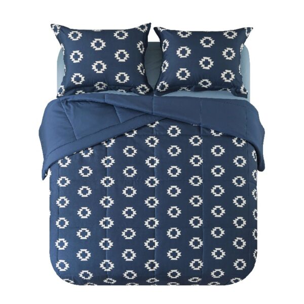 7 Piece Reversible Bed in a Bag Comforter Set with Sheets, Black, Queen