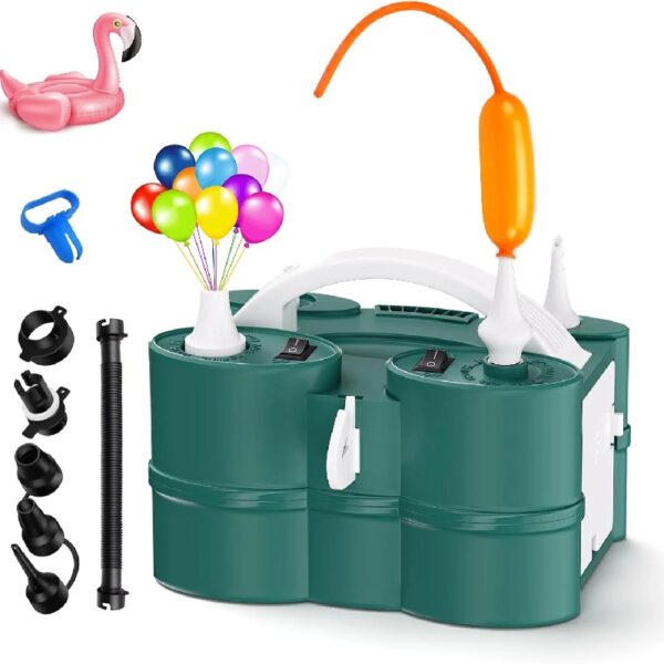 Electric Balloon Pump, Portable Electric Balloon Blower Machine Balloon Air Pump Dual Nozzle 110V 600W Balloon Inflator for Party Decorations