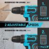 21V Cordless Drill Set, Electric Power Drill 34Pcs with 3/8 Inch Keyless Chuck, 25+3 Clutch Compact Driver Drill with Work Light, Max torque 45Nm, 2-Variable Speed & Battery and Fast Charger