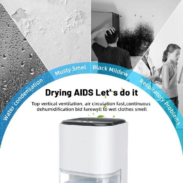 2000ml Portable Dehumidifier, Auto Defrost, Ultra Quiet for Home Large Room Bathroom Garage,Auto Power Off,LED Indicator,clearance sales,White