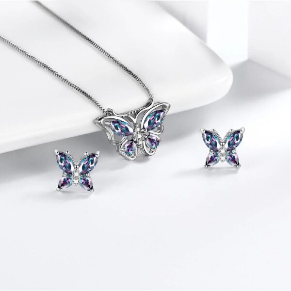 Purple Butterfly Jewelry Amethyst February Birthstone Jewelry Set Fine Necklace/Earrings 925 Sterling Silver Women Birthday Mother's Day Gifts
