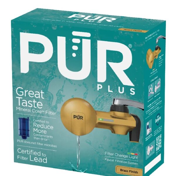 PLUS Faucet Mount Water Filtration System, Horizontal, Black/Chrome, PFM200B