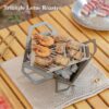 Portable Stainless Steel Card Stove for Camping, Picnics & Beach Parties - Foldable BBQ Grill with Precise Airflow Control, Tool-Free Assembly, Compact Travel Design