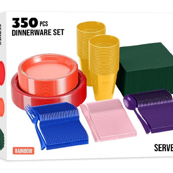 Exquisite 350 Piece Easter Plastic Disposable Party Plates & Dinnerware Combo Set