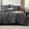 Dorm Bedding Twin Comforter Set - 5 Pieces Pintuck Bed in A Bag with Comforters, Sheets, Pillowcases & Shams