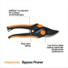 Lopper and Pruner Garden Tool 3-Piece Set with Stainless Steel Blades, Black and Orange