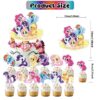 32-Pcs For My Little Pony Cartoon For Equestria Girls-Themed Party Decoration Set – Includes Banner, Cake Topper, 12 Cupcake Toppers, and 18 Balloons for Festive Celebrations