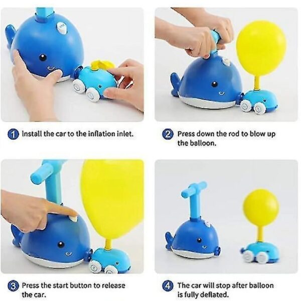 Dolphin Balloon Powered Car Balloon Racing Science Toy Kit With Manual Balloon Air Pump, Suitable Fo