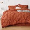 Dorm Bedding Twin Comforter Set - 5 Pieces Pintuck Bed in A Bag with Comforters, Sheets, Pillowcases & Shams