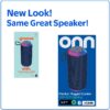 onn Medium Rugged Speaker with Bluetooth Wireless Technology and LED Lighting, Navy