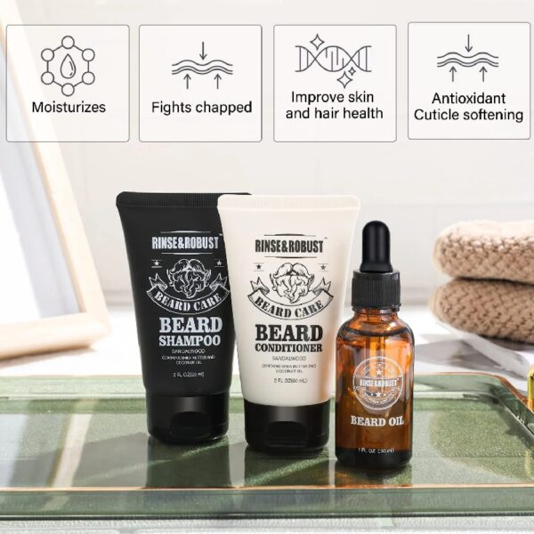 Beard Grooming Kit for Men - 8Pcs Beard Care Kit with Wash & Conditioner & Traveling Bag, Gift Sets for Men