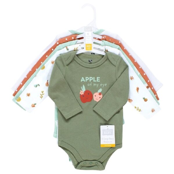 Cotton Long-Sleeve Bodysuits, 5-Pack, Newborn- 24 Months