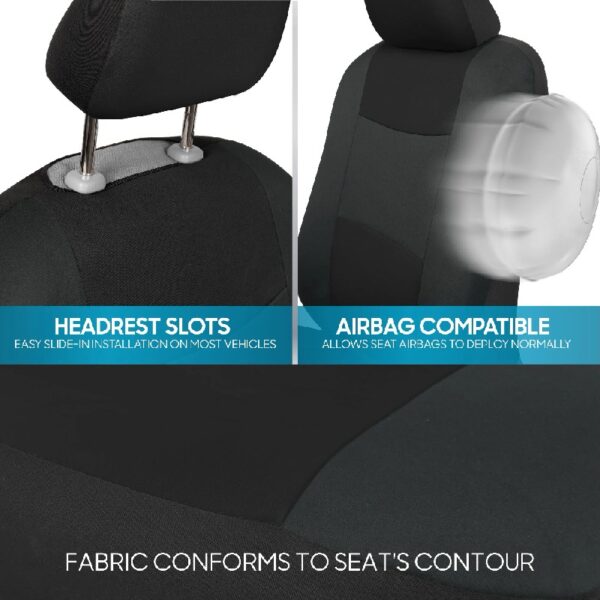 PolyPro Car Seat Covers Full Set in Charcoal on Black – Front and Rear Split Bench for Cars, Easy to Install Cover Set, Accessories Auto Trucks Van SUV