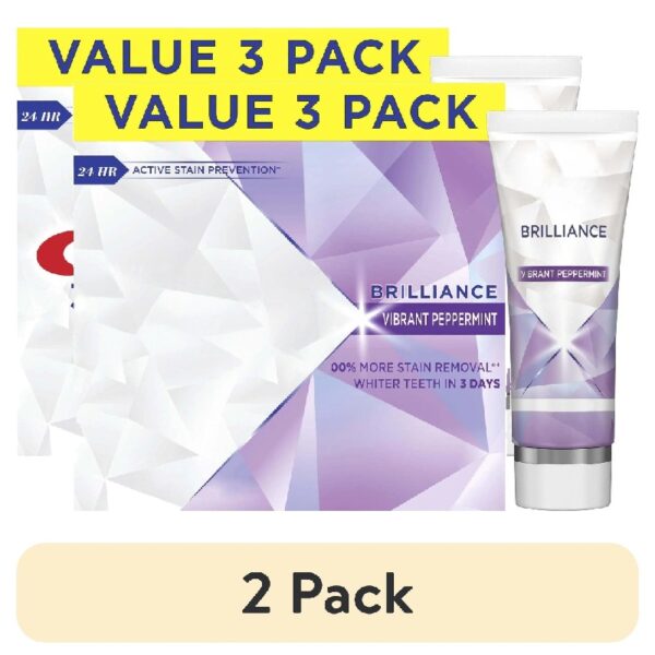 (6 pack) 3D White Brilliance Vibrant Peppermint Teeth Whitening Toothpaste, 4.6 oz, Pack of 3 Tubes