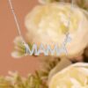 JeenMata MAMA Diamond Pendant Necklace in 18K White Gold over Silver