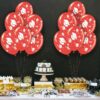 PMU Graduation Balloons 11 Inch PartyTex Premium Emerald Green with All-Over Print White Grad Caps-Confetti and Streamers Pkg/100