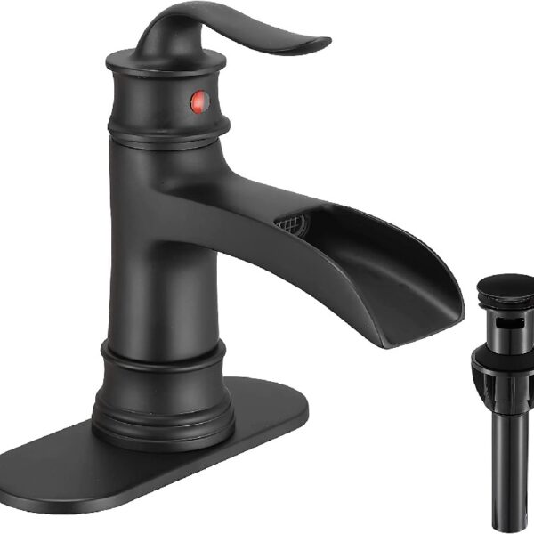 Kede Waterfall Faucet Bathroom Faucet Single Handle One Hole Oil Rubbed Bronze Finish Large Spout Lavatory Faucets (ORB2)