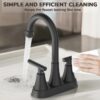 Bathroom Faucets 4 Inch Matte Black Bathroom Sink Faucet, Stainless Steel Lead-Free 2-Handle Centerset Faucet with Pop-up Drain and 2 Supply Hoses Fits 2 or 3-hole Sink