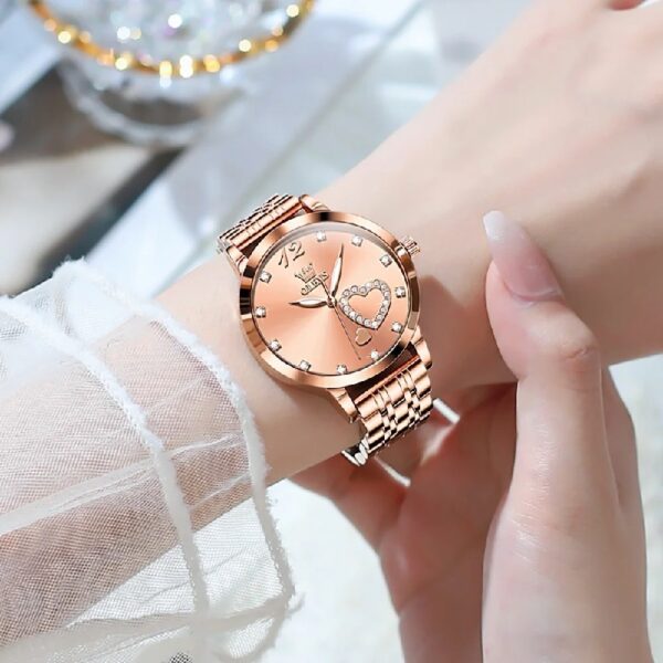 Women Watch Fashion Rose Gold Diamond Analog Quartz Female Watch for Women Luxury Dress Ladies Stainless Steel Luminous Waterproof Date Wrist Watches Green Dial