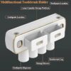 Magnetic Adsorption Inverted Toothbrush Holder Wall-Mounted Bathroom Storage Shelf Toothpaste Dispenser Bathroom Accessories (Green 2Cups)