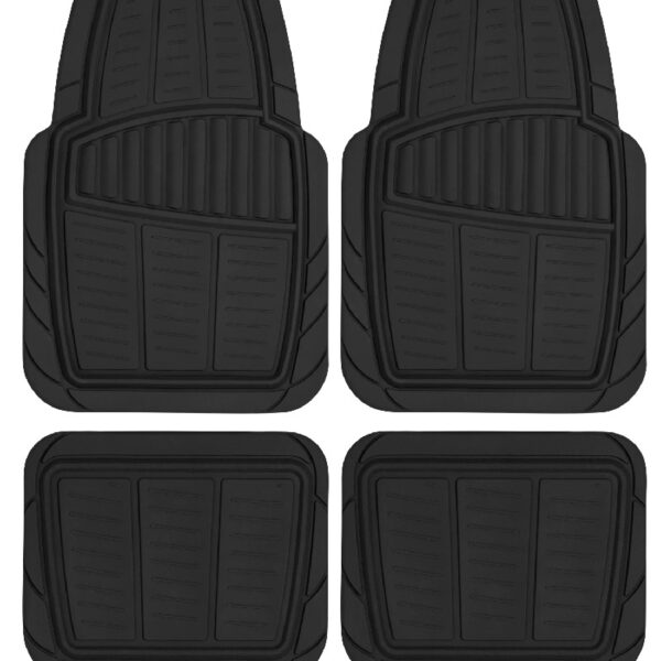 4PC PREMIUM RUBBER CAR MAT TOLL BLACK- Universal Fit for Cars, Trucks,202WM35