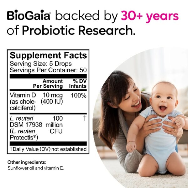 Baby Probiotic Drops + Vit D | Ease Crying, Colic & Support Immune Health | 50-Day Supply