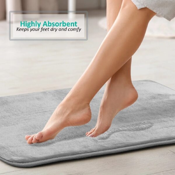 Nestl Set of 3 Absorbent Memory Foam Bath Mat Bathroom Rugs, Gray, Large 20