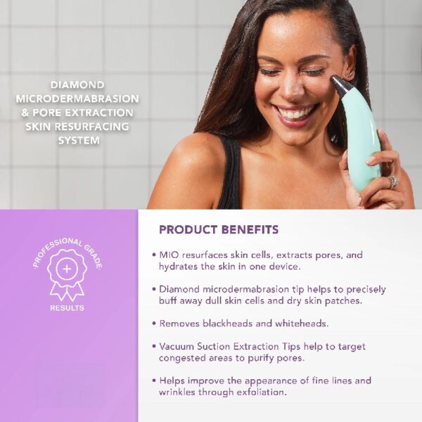 MIO Diamond Tip Microdermabrasion Device, Rechargeable Exfoliator & Pore Extractor