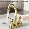 Bathroom Faucets 4 Inch Matte Black Bathroom Sink Faucet, Stainless Steel Lead-Free 2-Handle Centerset Faucet with Pop-up Drain and 2 Supply Hoses Fits 2 or 3-hole Sink