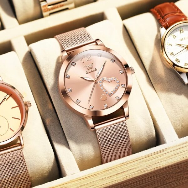 Women Watch Fashion Rose Gold Diamond Analog Quartz Female Watch for Women Luxury Dress Ladies Stainless Steel Luminous Waterproof Date Wrist Watches Green Dial