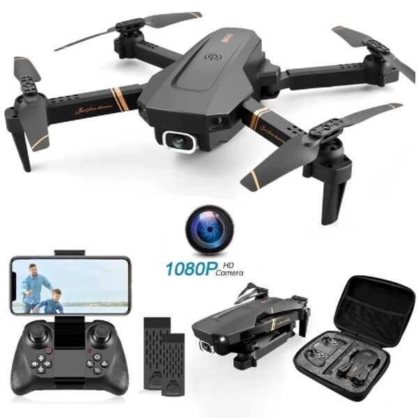 Drone with Dual 4K HD Cameras, FPV Foldable Drone for Kids Adults RC Quadcopter for Beginners with 2 Batteries and Carrying Case, Gray