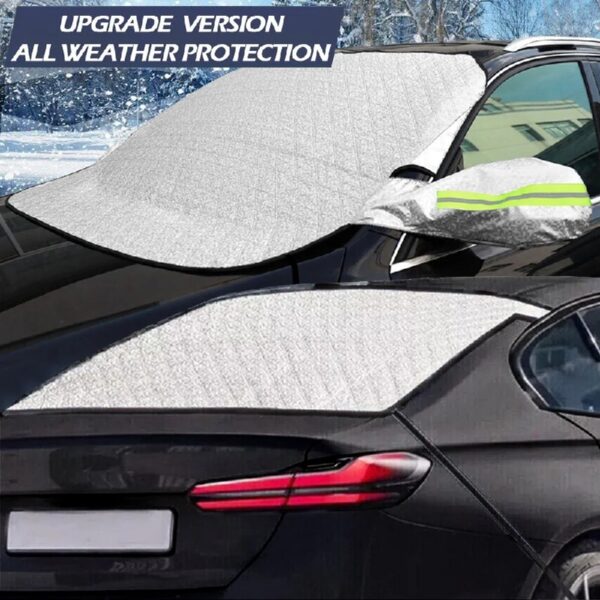 Front+Rear Car Snow Cover Windshield with Magnetic Edge, Winter Windscreen Cover Ice, Frost Snow and Wiper Protector for Car SUVs Vans Trucks and Sedan Stop Scraping