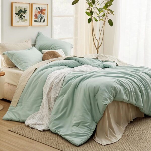 King Size Comforter Set Burnt Orange, 7 Pieces Lightweight King Bedding Sets Boho with Comforter, Sheets, Pillowcases & Shams