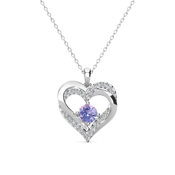 Forever March Birthstone 18k White Gold Plated Women's Necklace, Swarovski Crystals