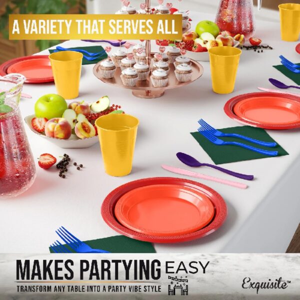 Exquisite 350 Piece Easter Plastic Disposable Party Plates & Dinnerware Combo Set