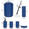 Bathroom Accessories Sets 6 Piece Bath Ensemble Includes Soap Dispenser, Toothbrush Holder, Toothbrush Cup, Soap Dish for Decorative Countertop and Housewarming Gift, Dark Blue