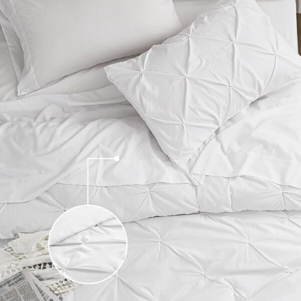 Dorm Bedding Twin Comforter Set - 5 Pieces Pintuck Bed in A Bag with Comforters, Sheets, Pillowcases & Shams
