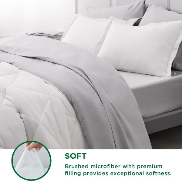 Light Purple Queen Comforter Set - 7 Pieces Reversible Queen Bed in a Bag, Queen Bed Set Light Purple and Grey with Comforters, Sheets, Pillowcases & Shams