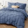 Dorm Bedding Twin Comforter Set - 5 Pieces Pintuck Bed in A Bag with Comforters, Sheets, Pillowcases & Shams
