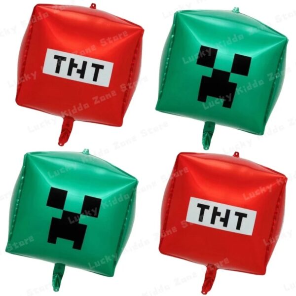2/4/6Pcs 4D Miner Crafting Balloon 22 Inch Pixel Game Balloons Set For Kids Baby Shower Boys Birthday Party Decoration Supplies