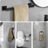 5-Piece Matte Black Bathroom Hardware Set - 304 Stainless Steel Bathroom Towel Holder Set